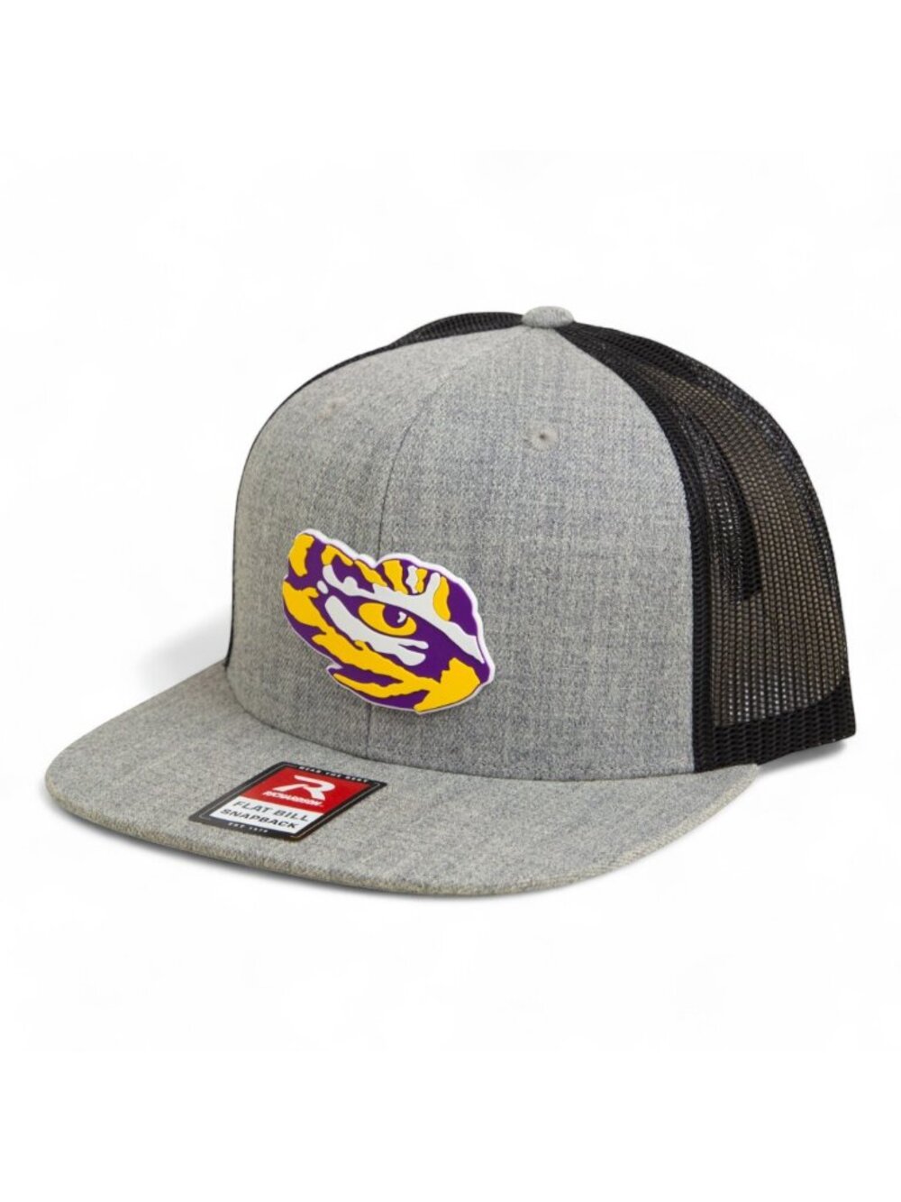LSU Tiger Eye 3D Wool Blend Flat Bill Hat- Heather Grey/ Black